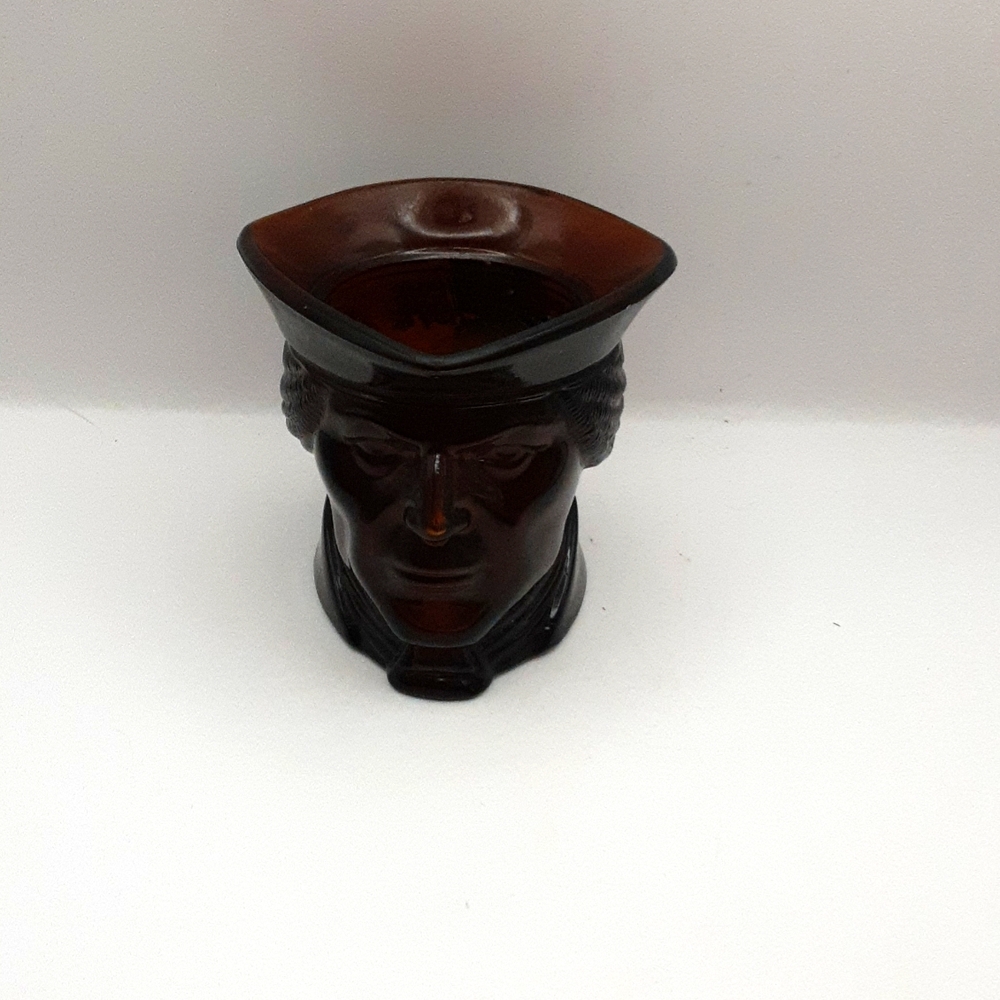 Vintage Avon Paul Revere Head Amber Glass Jar 3.5"
